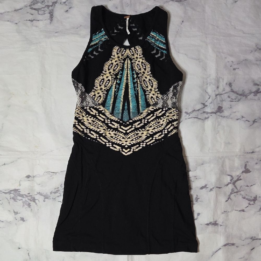 Free People Part Time Lover Cutout Aztec Bodycon Lace Mini Dress
